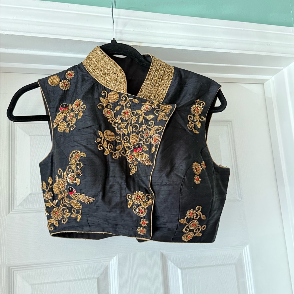 Embroidered Black and Gold Vest